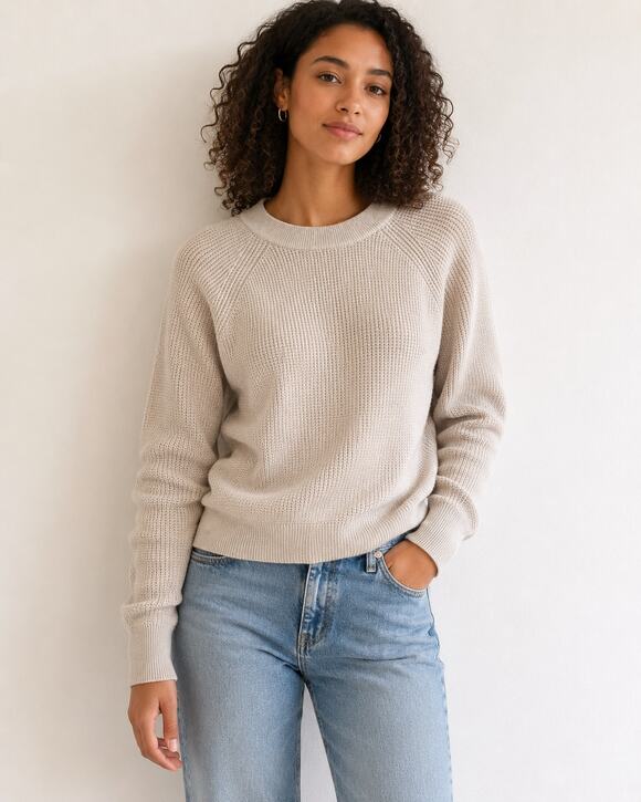 Treasure & Bond Sweaters - Treasure & Bond Crew Neck Knit Pullover Sweater Beige Oatmeal S NWT